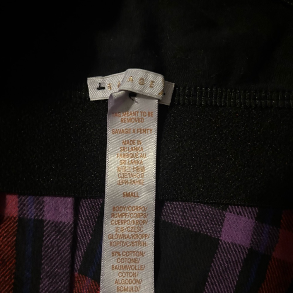 Savage X Fenty Plaid Pajama Shirt and Bra Set - Picture 5 of 5